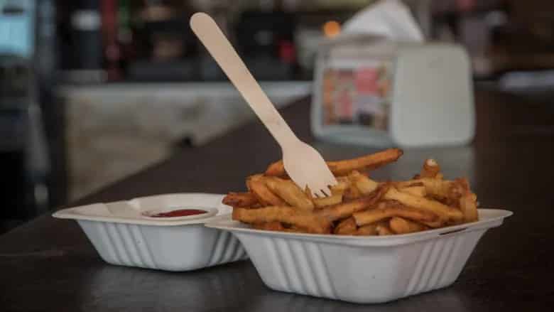 fries and wooden forks