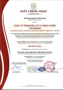 Vinawood's ISO 9001 Certificate